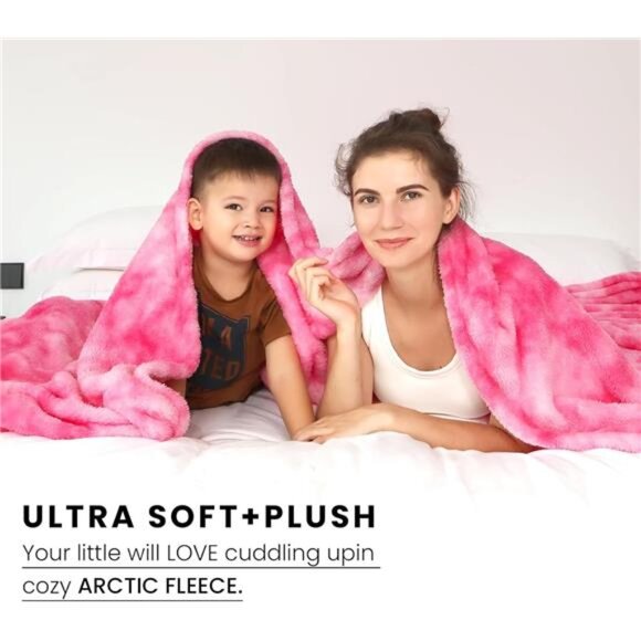Pink Fleece Blanket Soft Cozy Throw Blanket Tie Dye Plush Warm Blanket for Bed - Picture 5 of 7